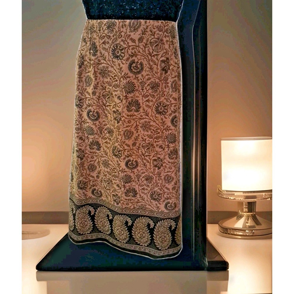 Briggs New York‎ Skirt 22W Black Brown Long Paisley Floral Zipper Back Slit NWT